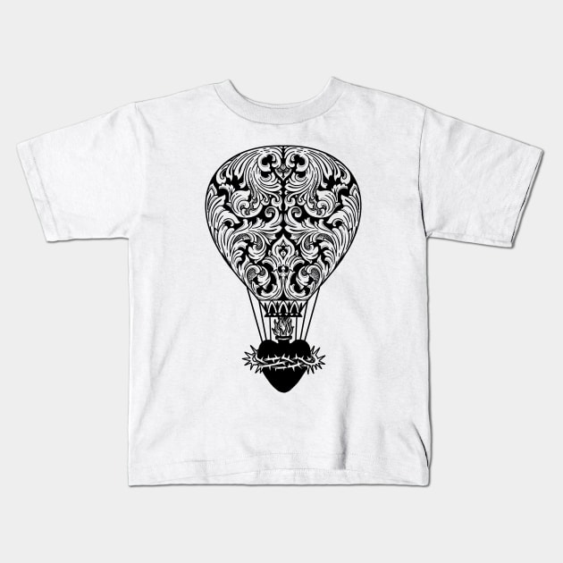 Fancy Flying Contraption Kids T-Shirt by JR Tattoos